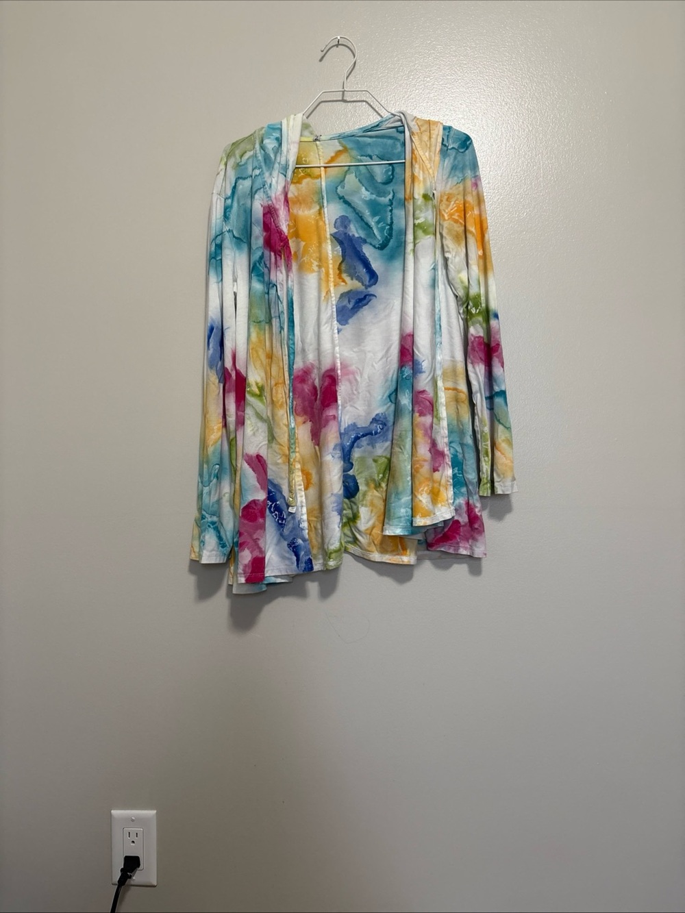 Multicolor Watercolor Open-Front Cardigan - White Base